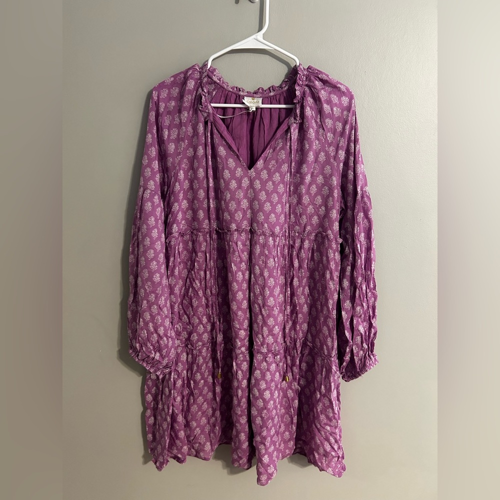 Purple Flutter Sleeve Ruched Mini Dress